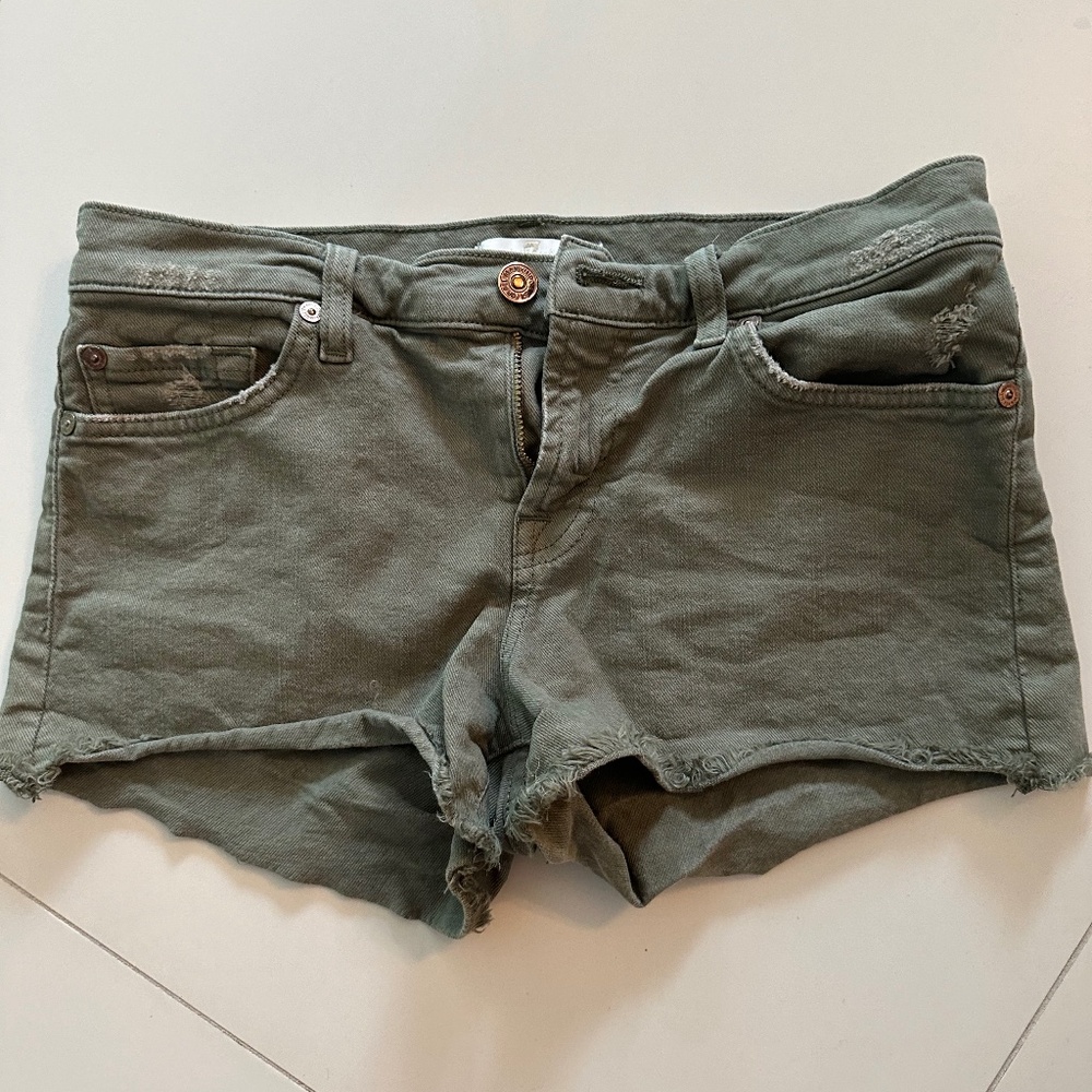 Green Denim Shorts